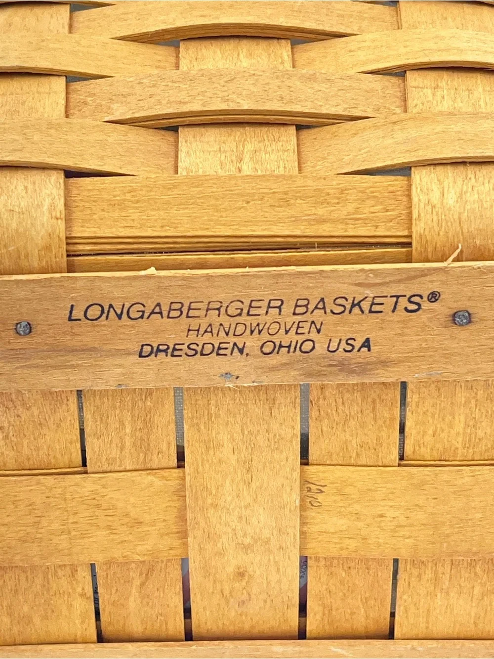 Longaberger Medium Fabric lined Fruit Basket ruffle handle 1998 vintage